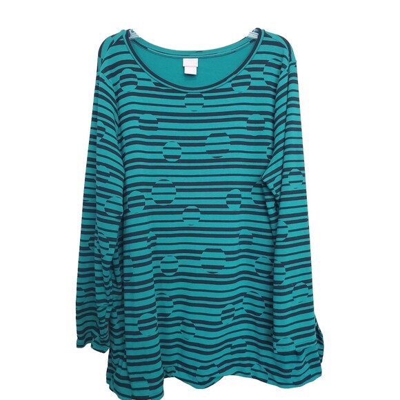 Chico's Tops - Chico's Zenergy Bubble-Stripe Long Sleeve Cotton Blend Knit Tunic Size 4 (XXL)